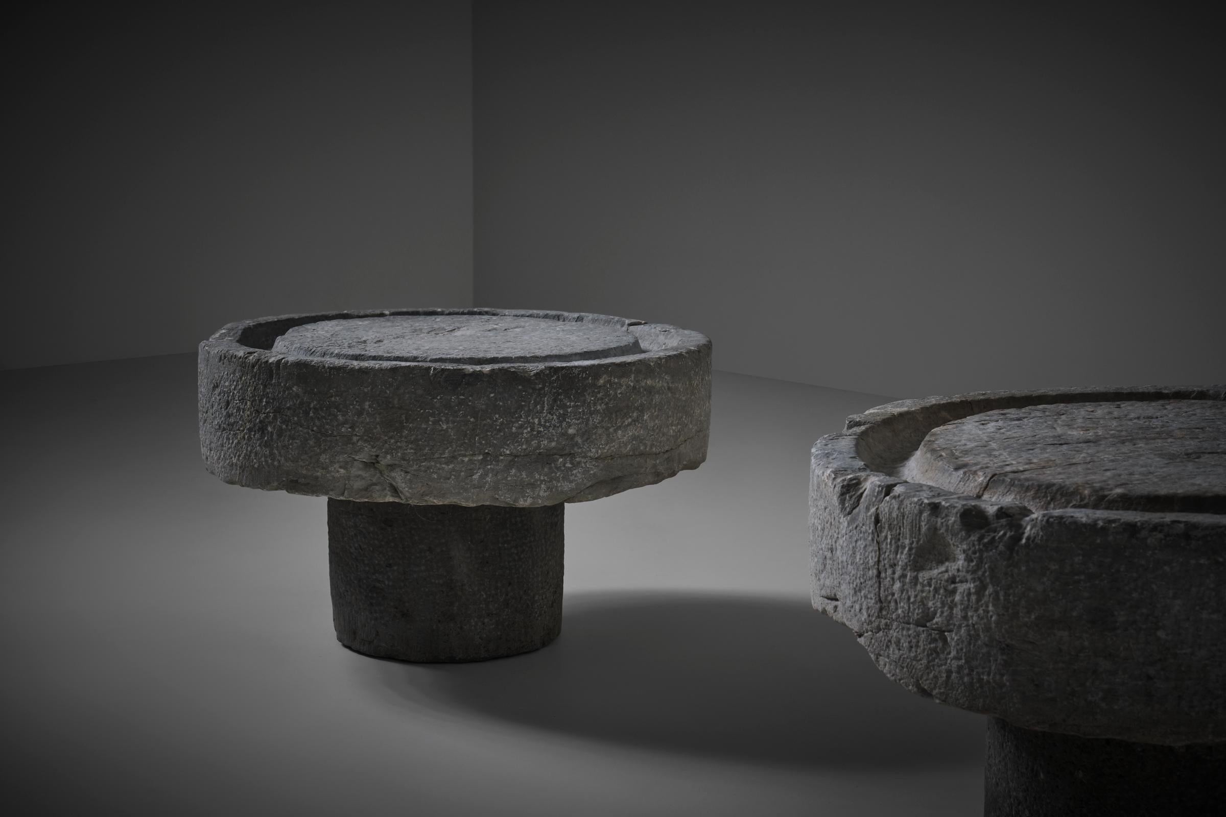 Set of two Marble Cylindrical side tables, France 19th century 1