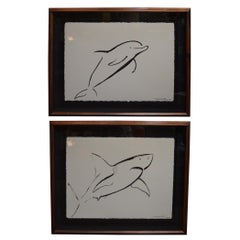 Set of Two Marine Life Brush Art by Wyland