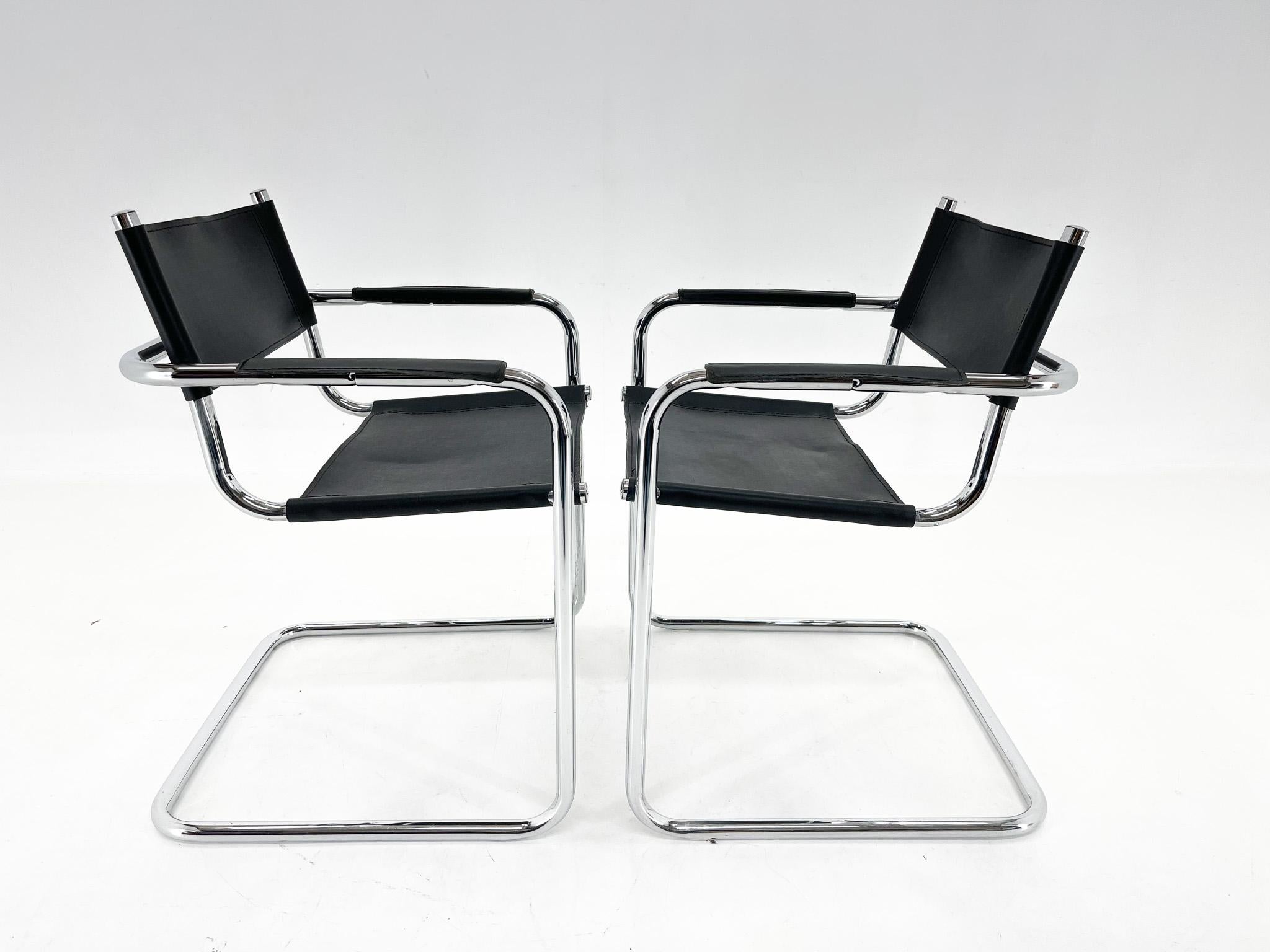 Ensemble de deux chaises en porte-à-faux Mart Stam, Italie, marquées en vente 5