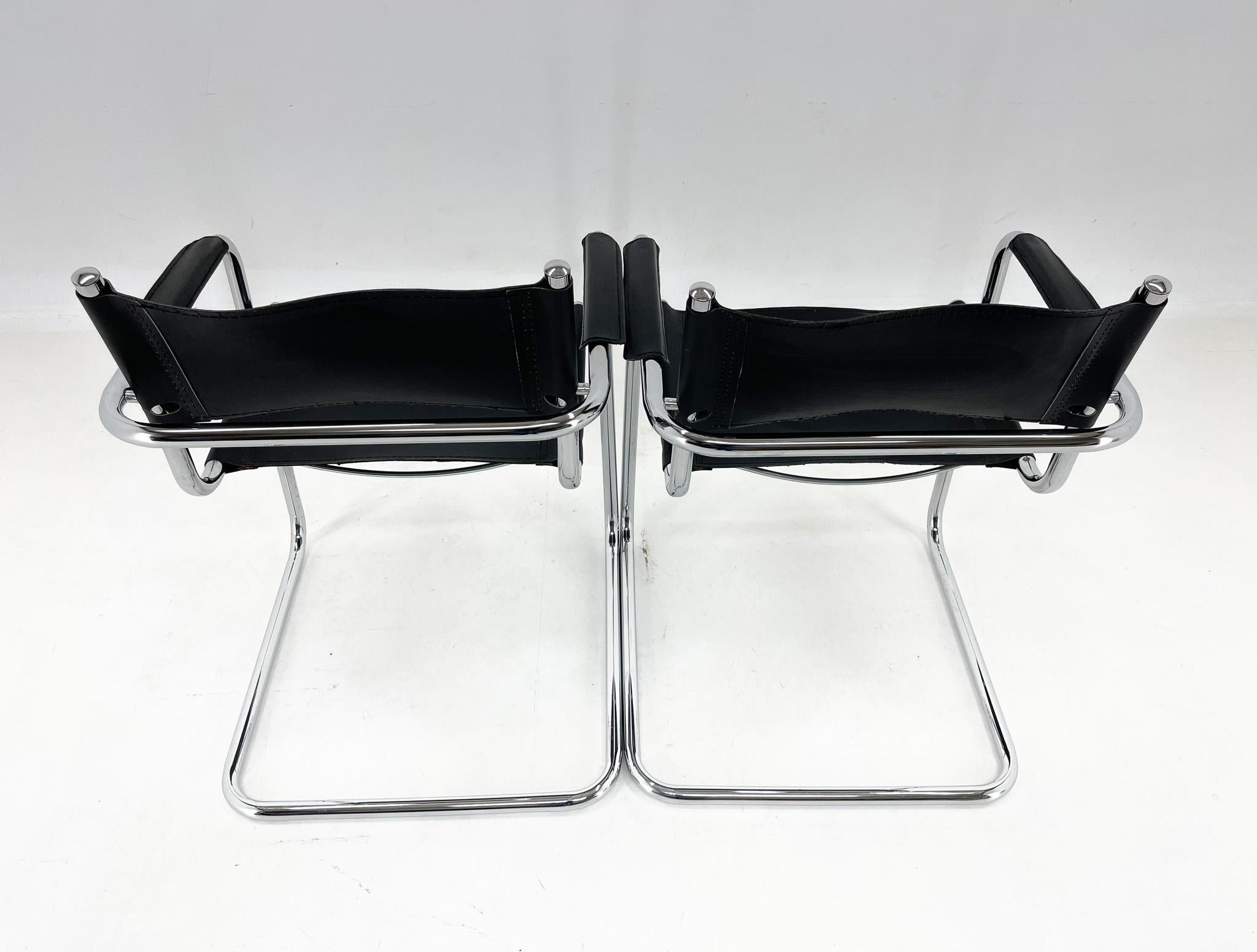 Mid-Century Modern Set of Two Mart Stam Cantilever Chairs, Italy, Marked For Sale