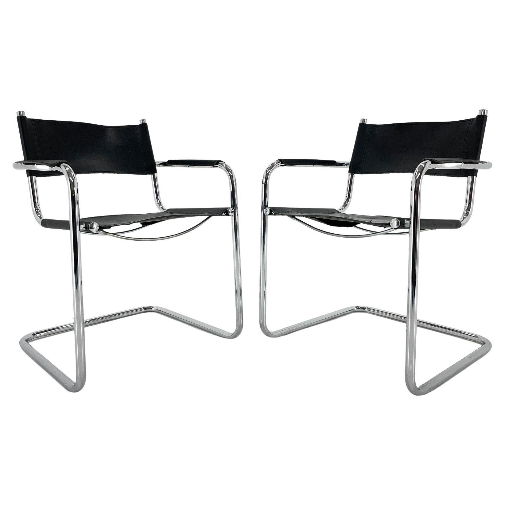 Set of Two Mart Stam Cantilever Chairs, Italy, Marked