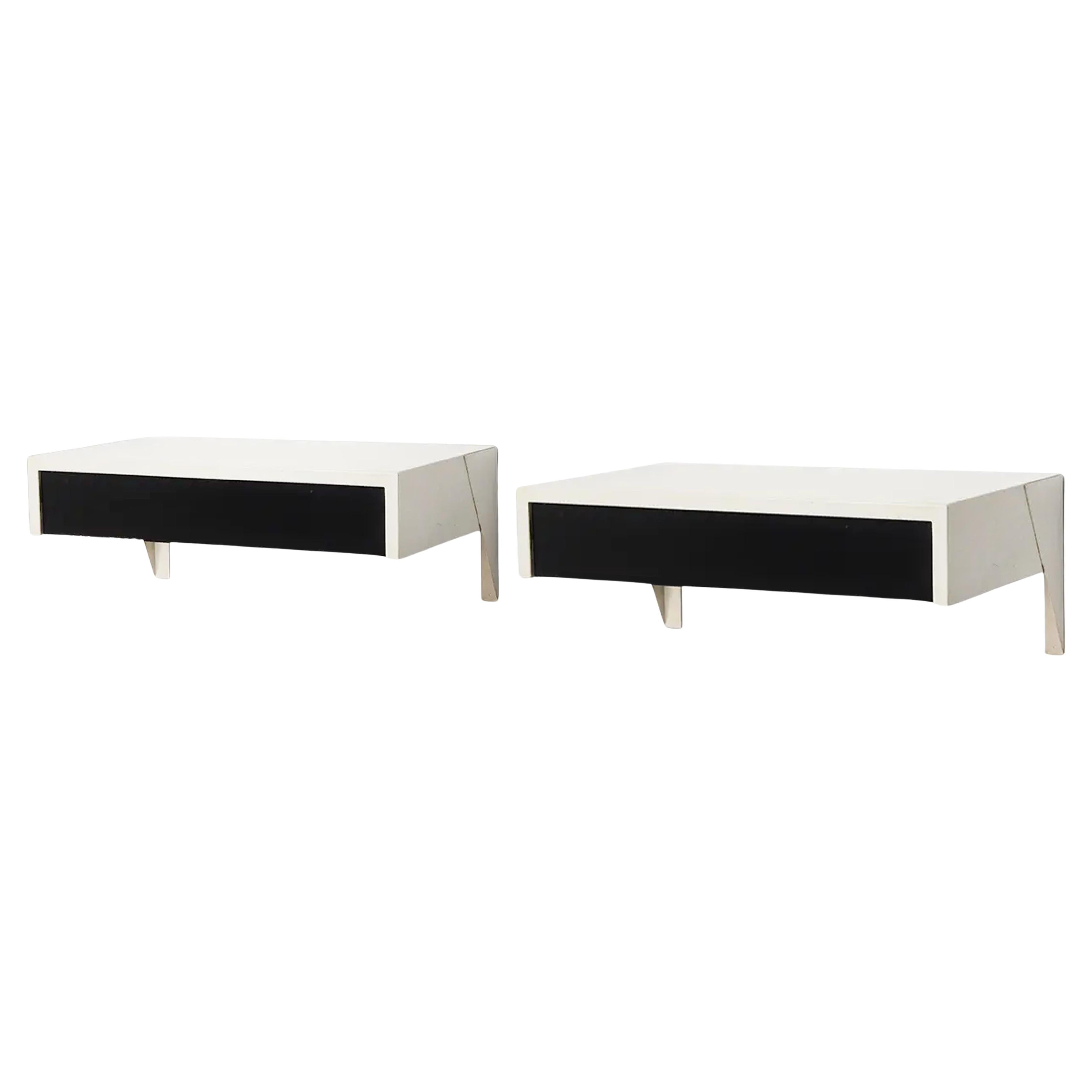 Set of two Martin Visser DD01 Bergeijk wall shelves with drawers for Spectrum