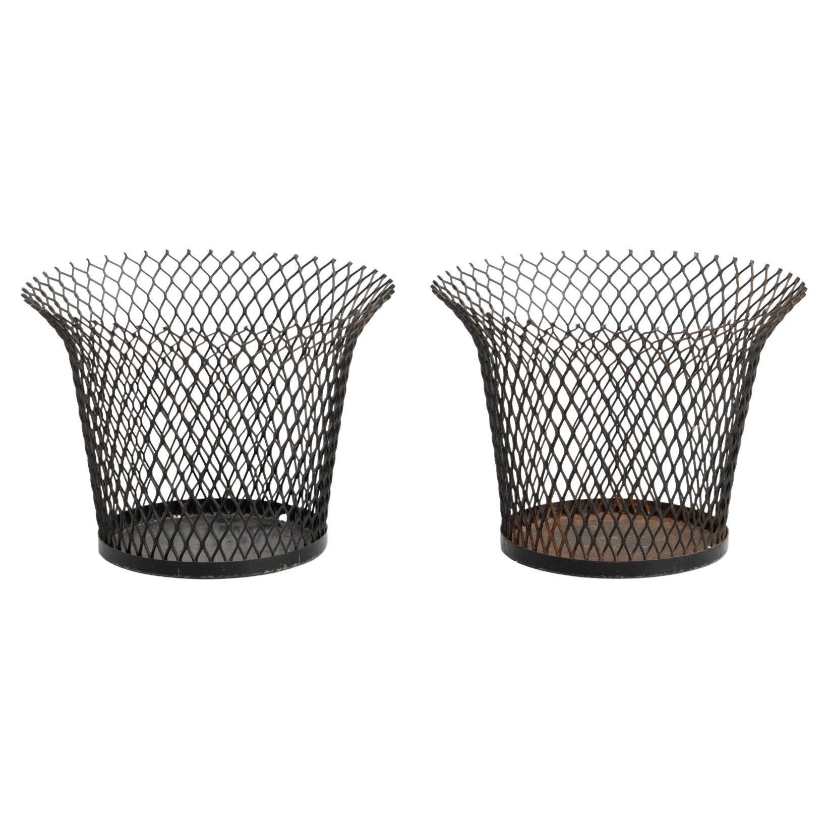 Set of Two Mathieu Matégot Mid-Century Modern Metal French Flower Pots