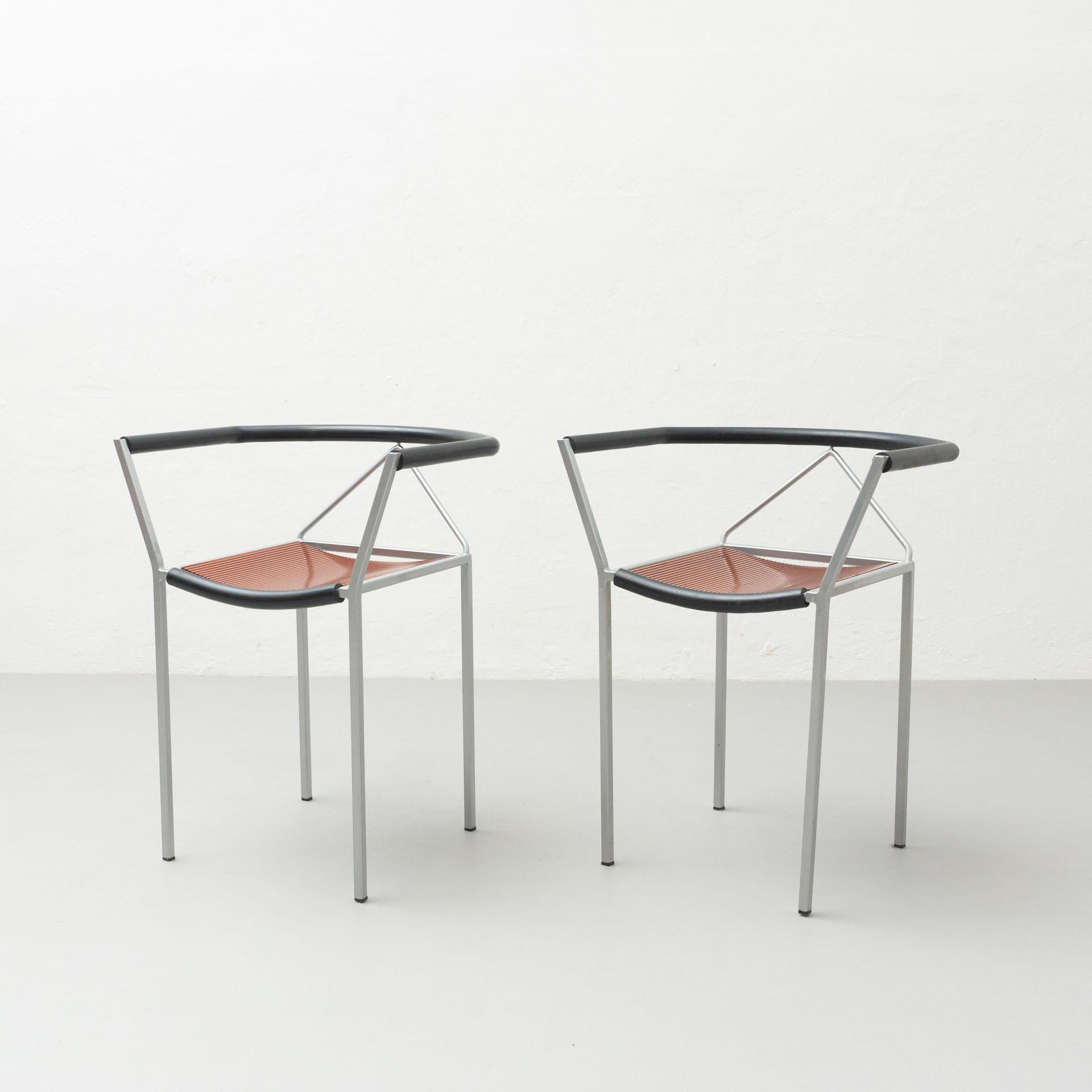 Metal Set of Two Maurizio Peregalli Poltroncina Chairs by Zeus