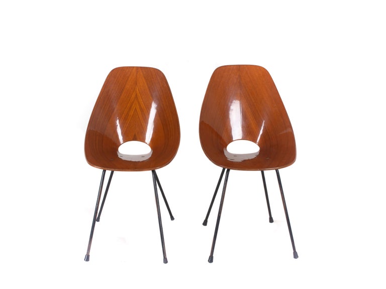 Metal Set of Two Medea Chairs by Vittorio Nobili for Fratelli Tagliabue, Italy, 1950s For Sale