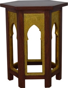 Set of Two Mehrab Tables in Brass Clad over Wood Handcrafted in India