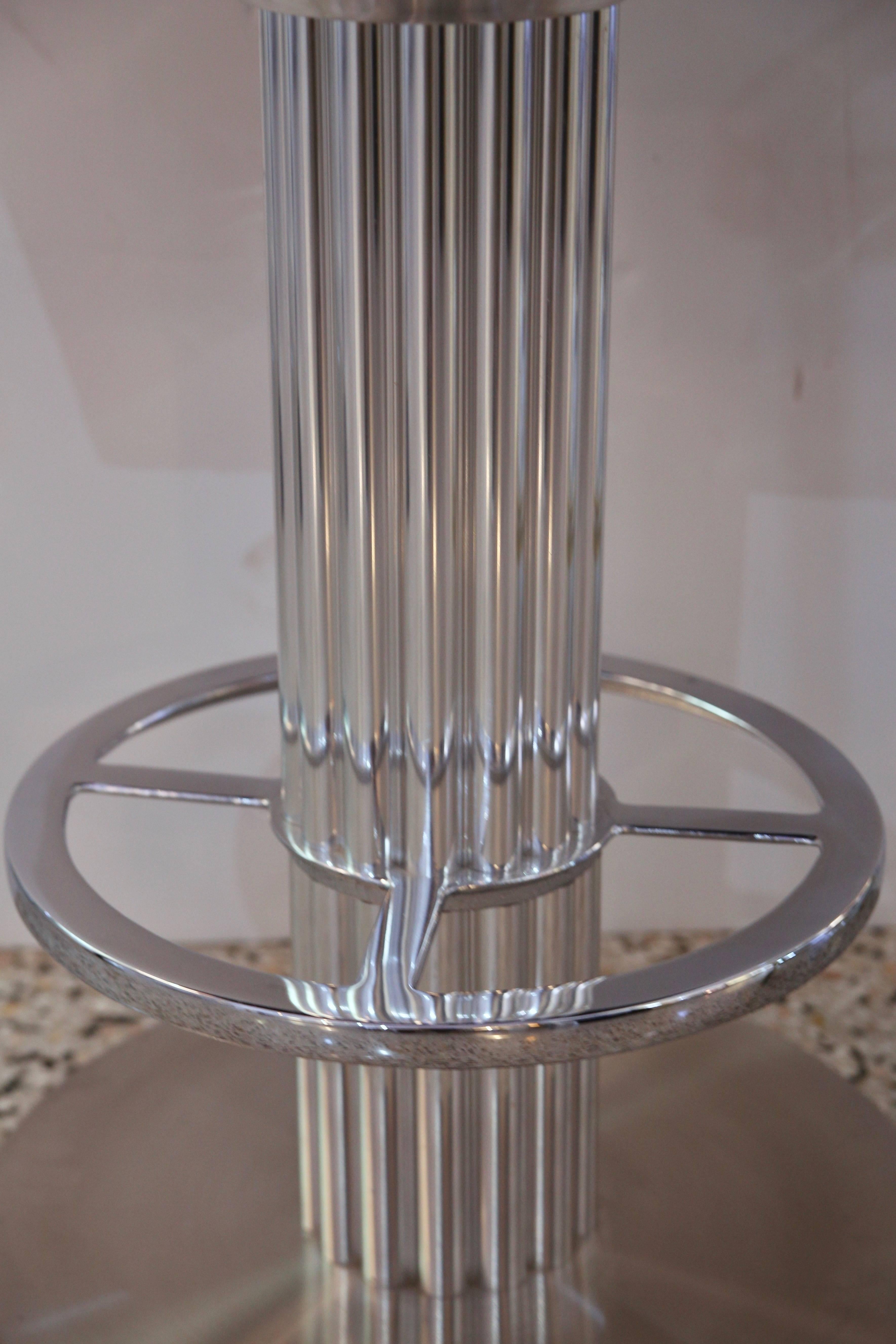 Plated Set of Two Memory Swivel Chrome Bar Stools