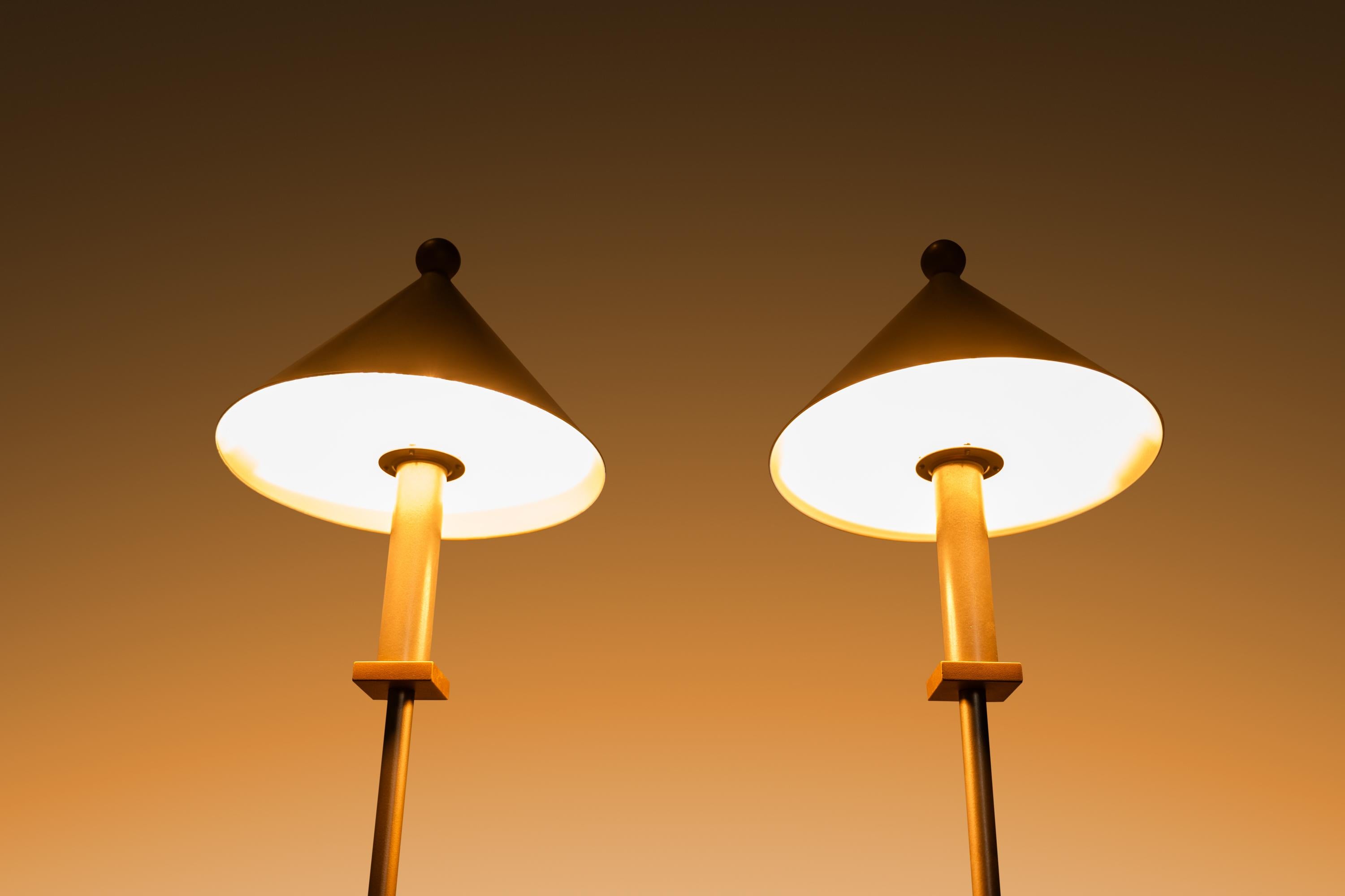 Steel Set of Two Memphis Style Table Lamps by George Kovacs for Sonneman, USA, c 1990s