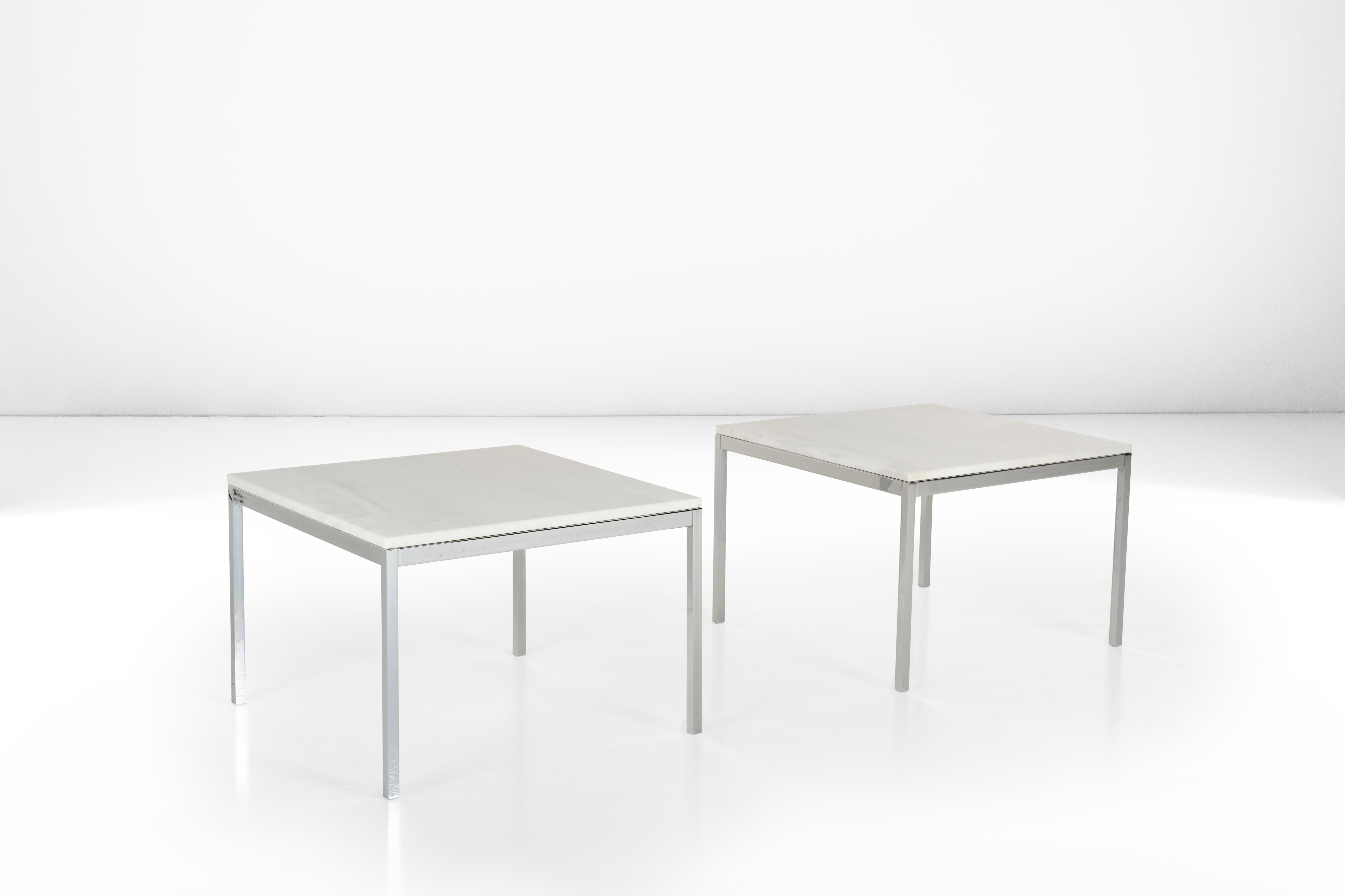 Set of Two Metal and Mar Low Table by Florence Knoll, American Design, 1960s In Good Condition For Sale In Milan, IT