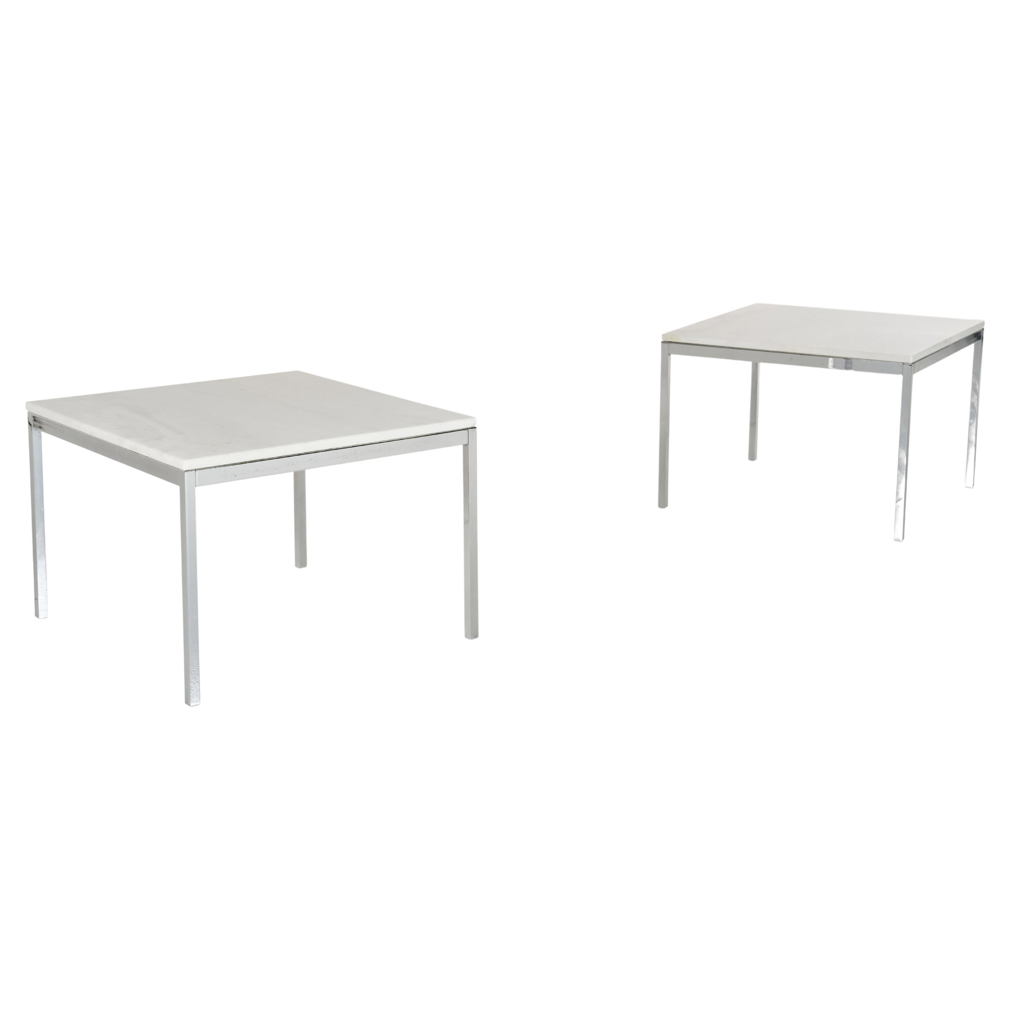 Ensemble de deux tables basses en métal et marbre de Florence Knoll, American Design, années 1960 en vente