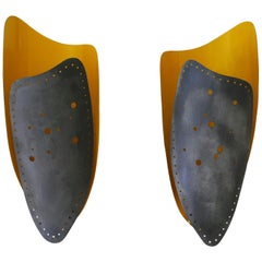 Set of Two Metal Mid-Century Modern Wall Lamps or Sconces, 1950s, Germany