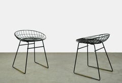 Set of two metal wire stools KM05 designed by Cees Braakman for Pastoe, 1950s