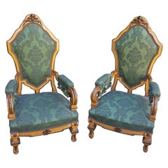 Set of Two Mid-19th Century German Armchairs, circa 1860, New Upholstery