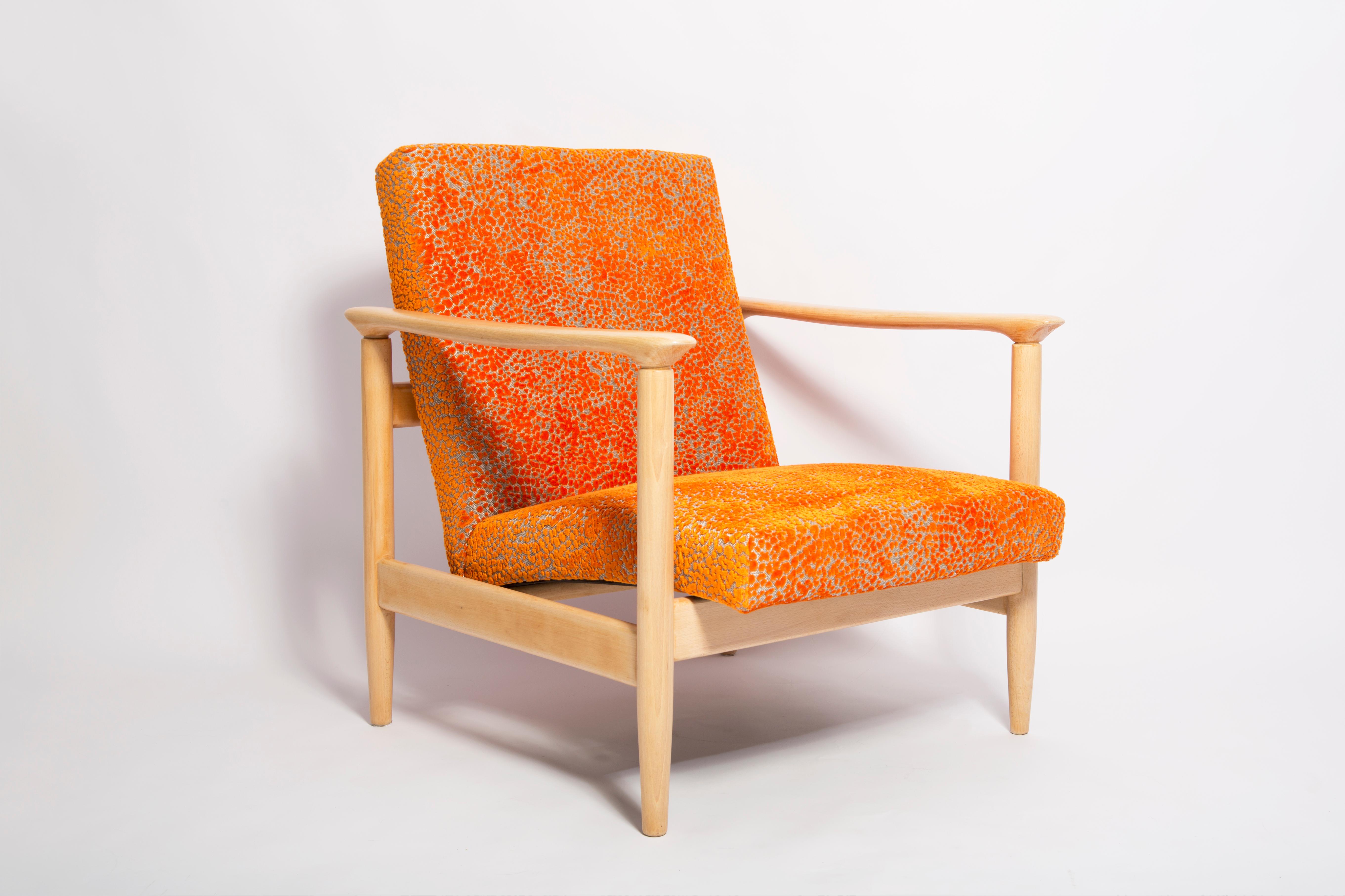 Mid-Century Modern Set of Two Mid-20th Century Orange Velvet Armchairs, Edmund Homa, Europe, 1960s For Sale