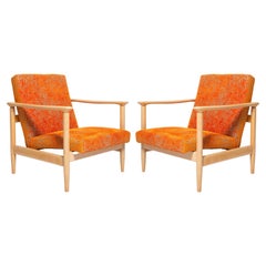 Set of Two Mid-20th Century Orange Velvet Armchairs, Edmund Homa, Europe, 1960s