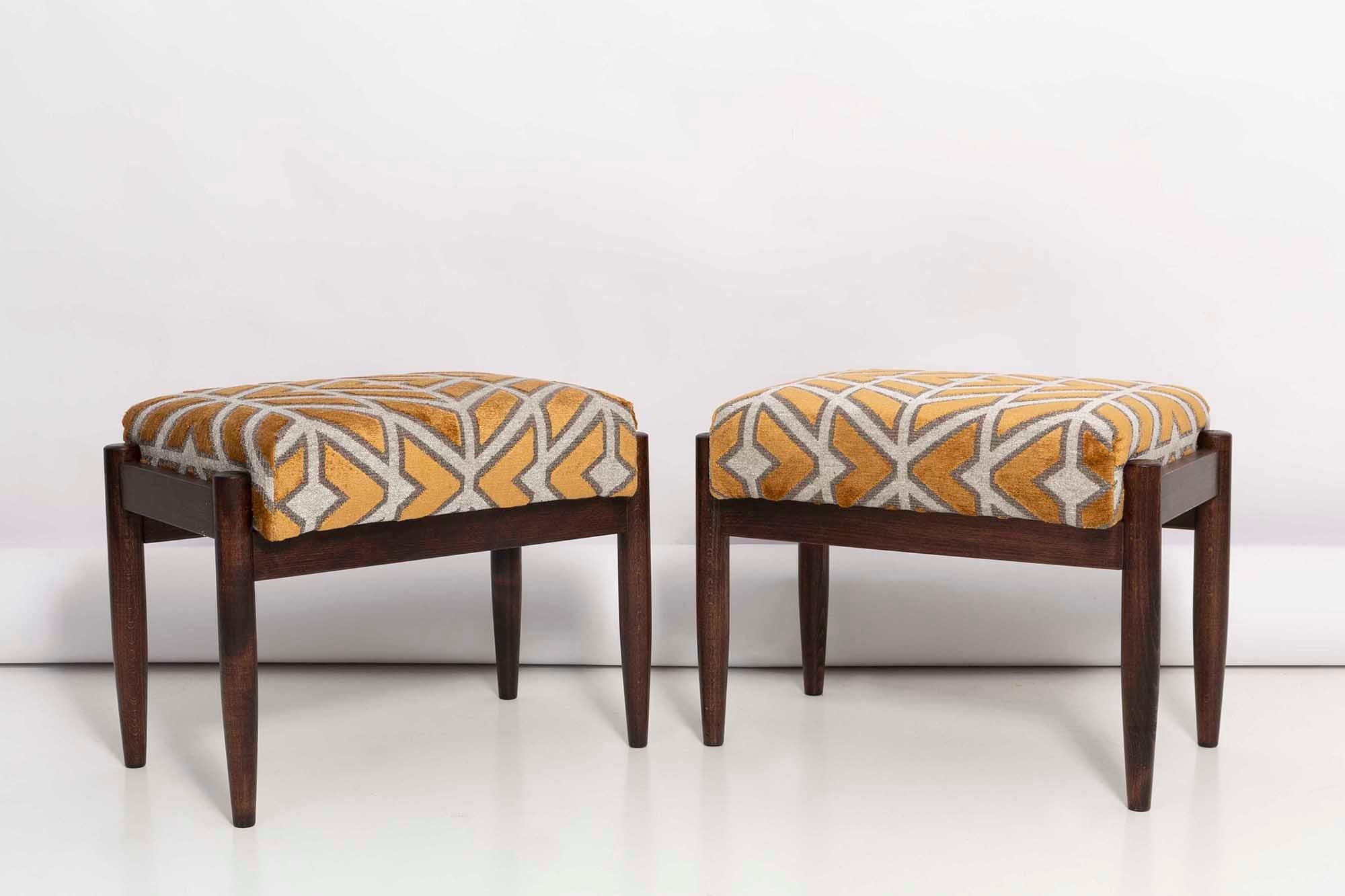 Set of Two Mid Century Armchairs and Stools, by Edmund Homa, Europe, 1960s For Sale 5
