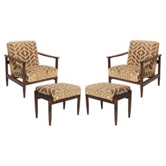 Set of Two Mid Century Armchairs and Stools, by Edmund Homa, Europe, 1960s