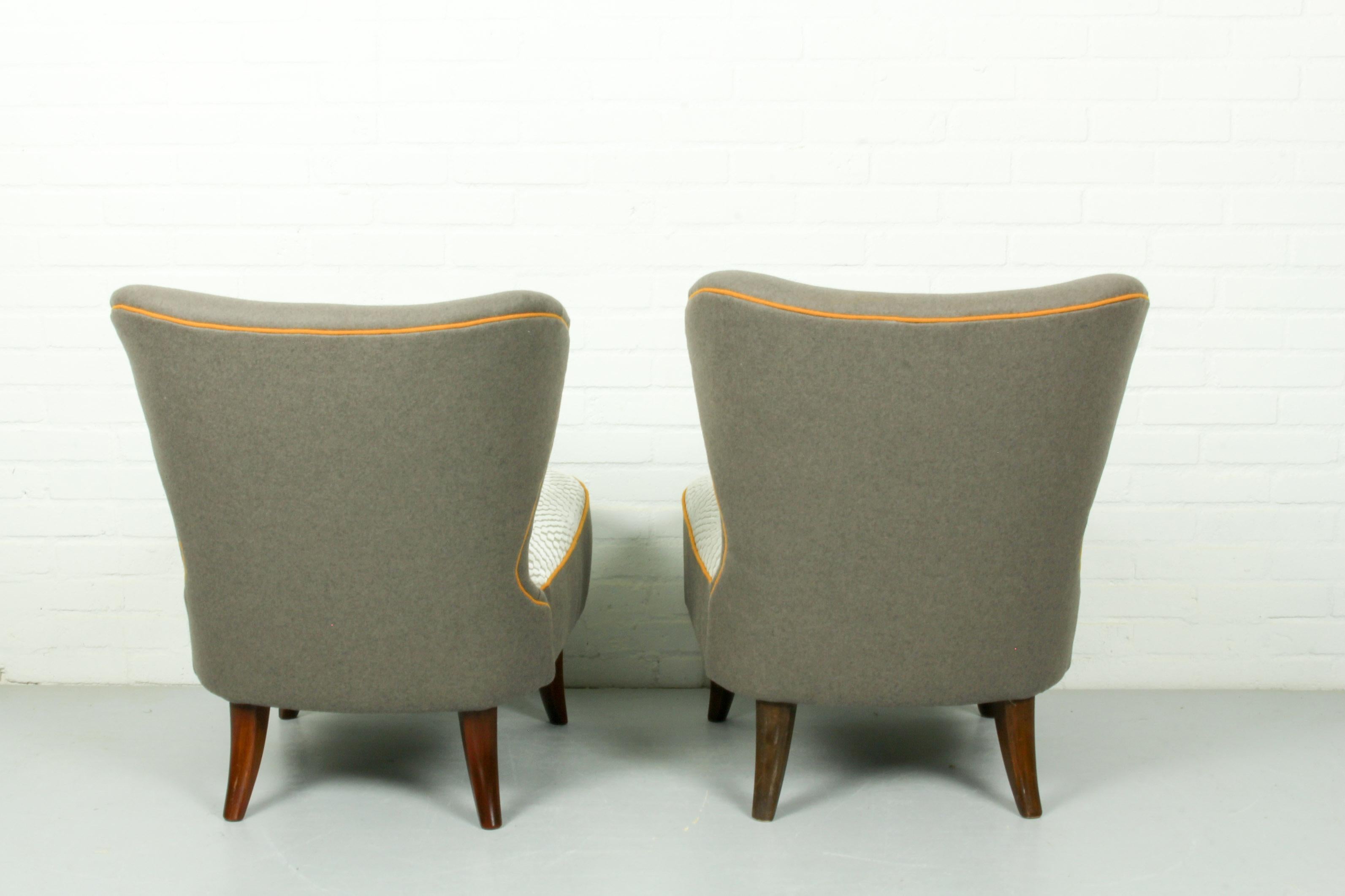 Wool Set of Two Midcentury Artifort Cocktail Chairs by Theo Ruth, 1960s