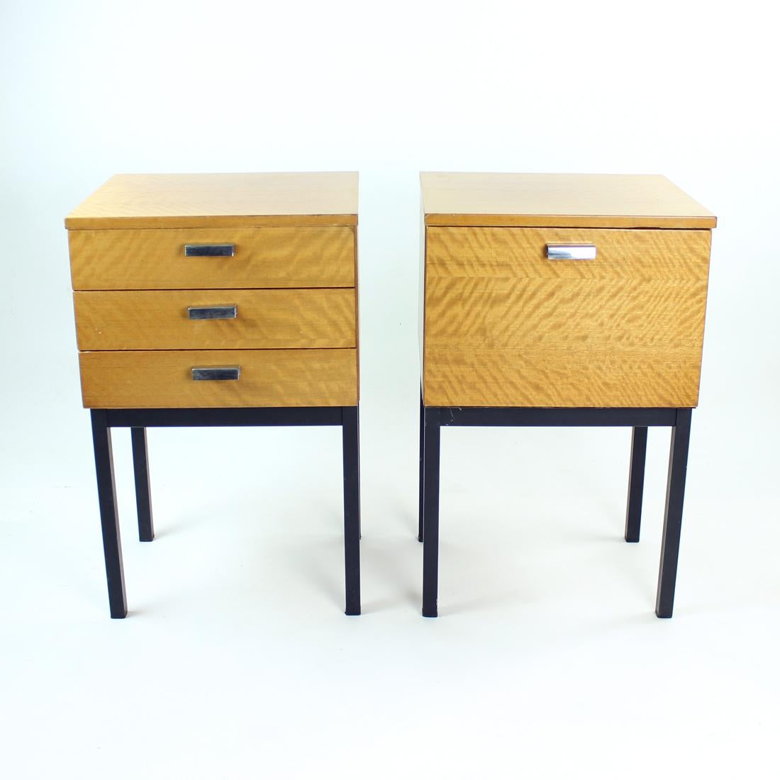 Mid-Century Modern Set of Two Mid Century Bedside Tables / Sideboards, Czechoslovakia, 1960s