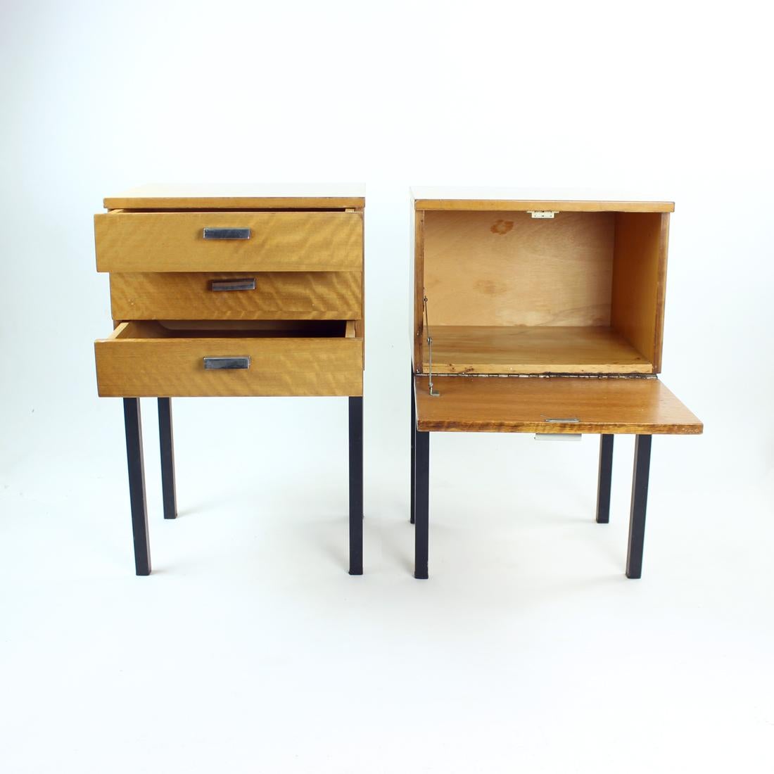 Set of Two Mid Century Bedside Tables / Sideboards, Czechoslovakia, 1960s In Fair Condition In Zohor, SK