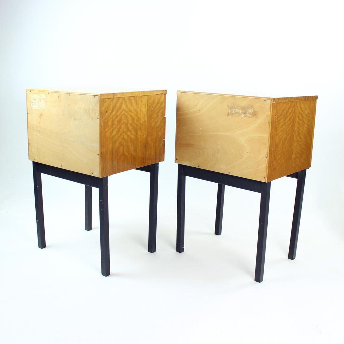 Steel Set of Two Mid Century Bedside Tables / Sideboards, Czechoslovakia, 1960s