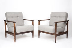 Set of Two Mid Century Beige Wool Armchairs, by Edmund Homa, Europe, 1960s