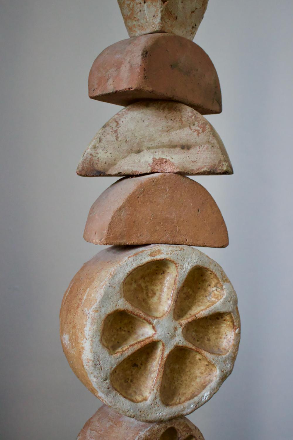Set of Two Mid-Century Bernard Rooke Studio Ceramic Totem Floor Lamps, England 1