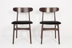 Ensemble de deux chaises en velours noir du milieu du siècle, années 1960
