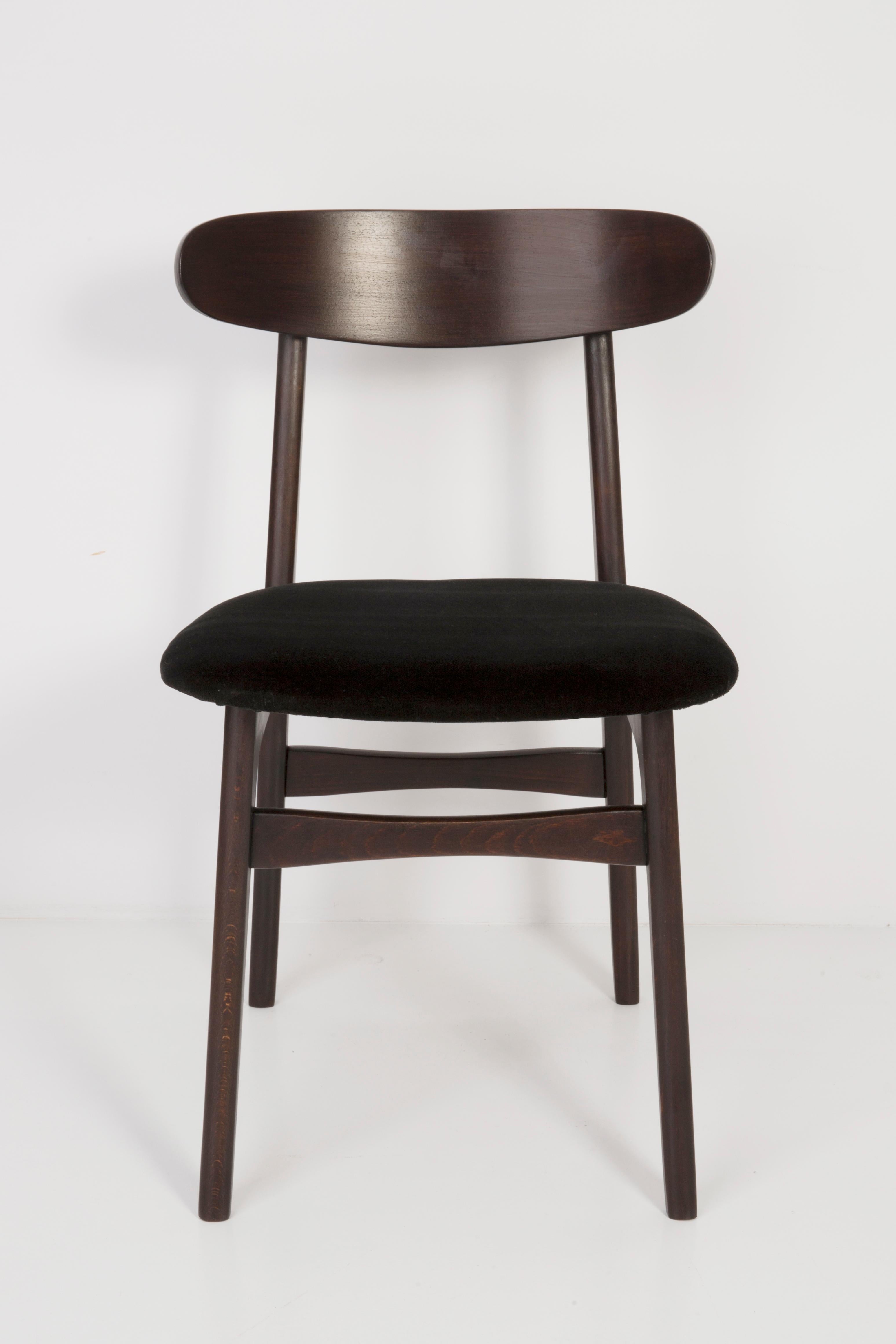 Mid-Century Modern Set of Two Mid Century Black Velvet Chairs, 1960s For Sale