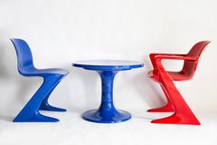 Ensemble de deux chaises Kangourou bleu et rouge du milieu du siècle, Ernst Moeckl, Allemagne, 1968