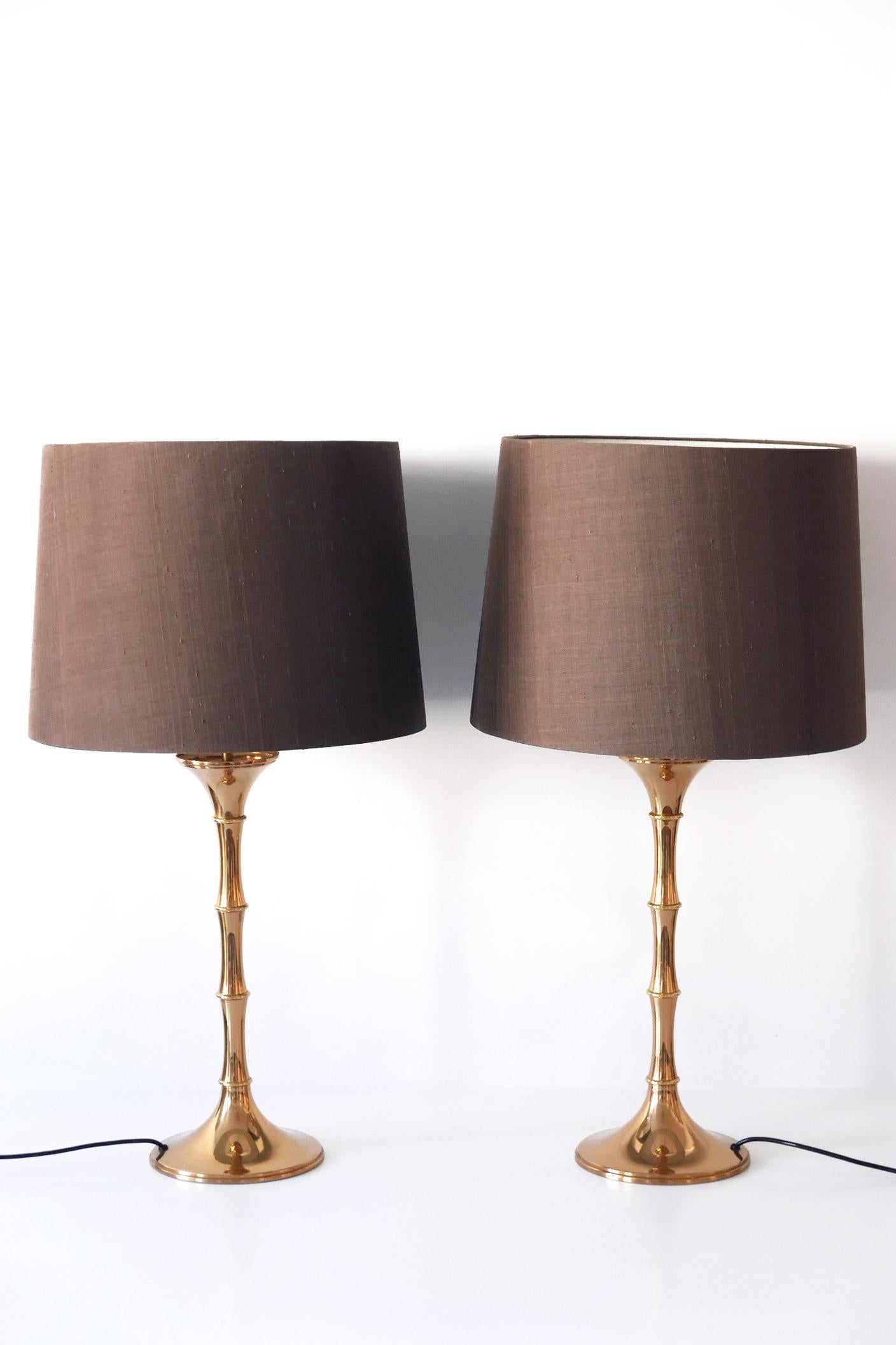 Mid-Century Modern Set of Two Midcentury Brass Bamboo Table Lamps ML1 by Ingo Maurer, 1968, Germany