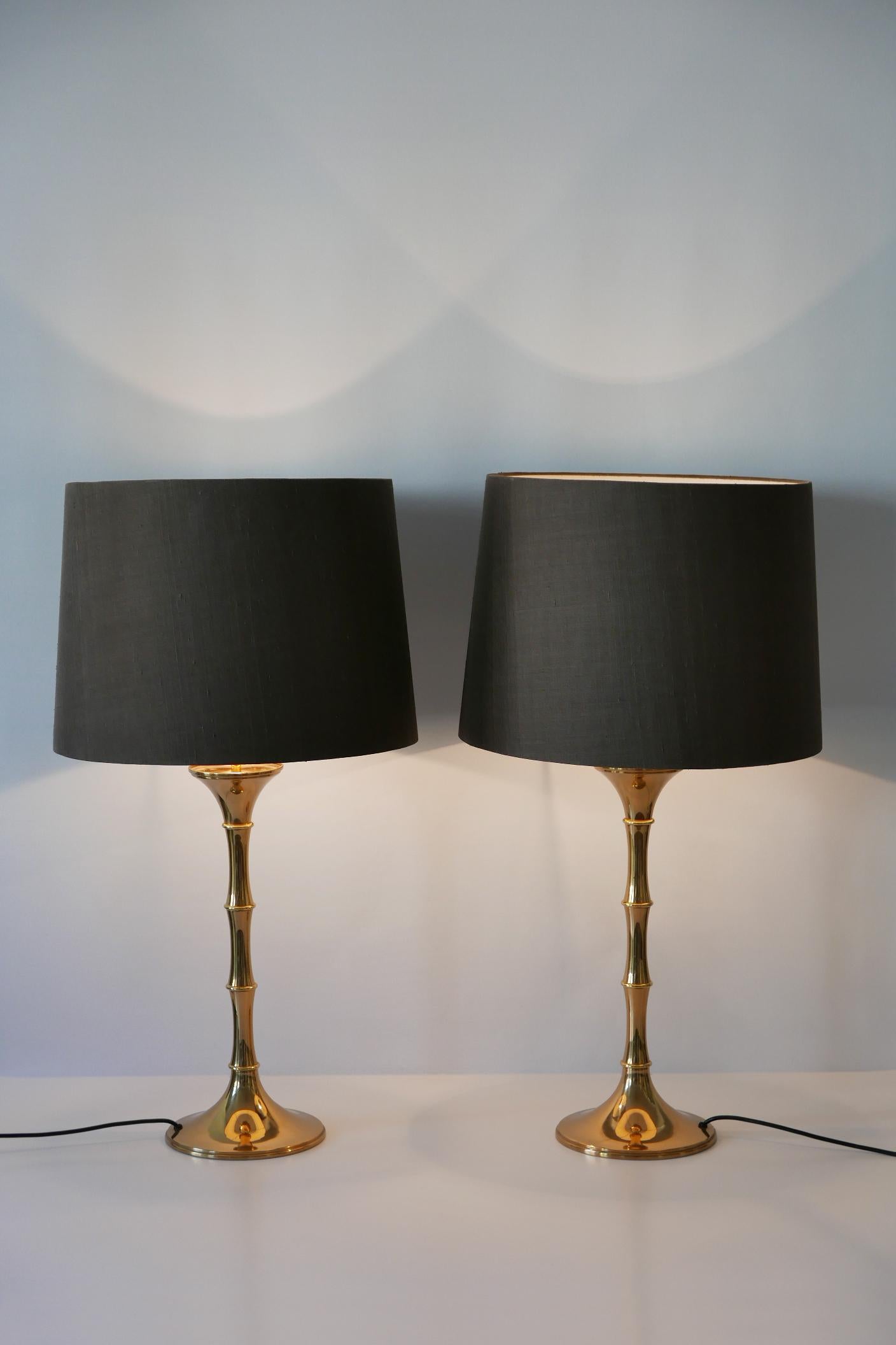 Set of Two Midcentury Brass Bamboo Table Lamps ML1 by Ingo Maurer, 1968, Germany In Good Condition In Munich, DE