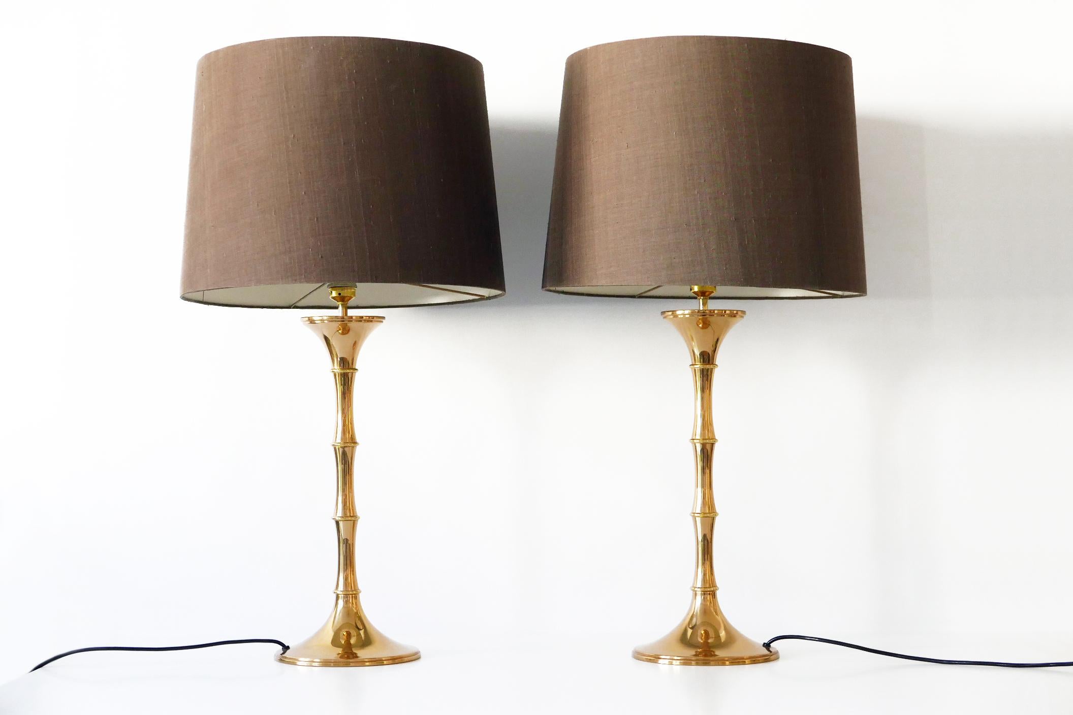 Set of Two Midcentury Brass Bamboo Table Lamps ML1 by Ingo Maurer, 1968, Germany 2