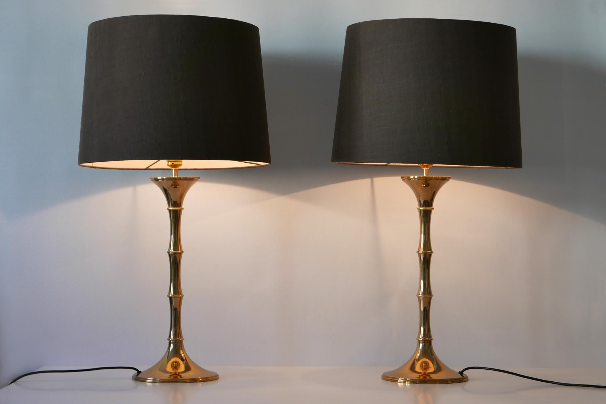 Set of Two Midcentury Brass Bamboo Table Lamps ML1 by Ingo Maurer, 1968, Germany 3