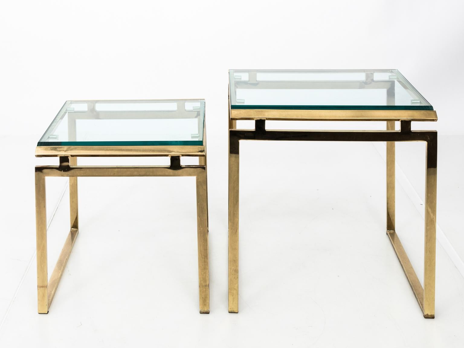 Mid-Century Modern Set of Two Midcentury Brass Nesting Tables