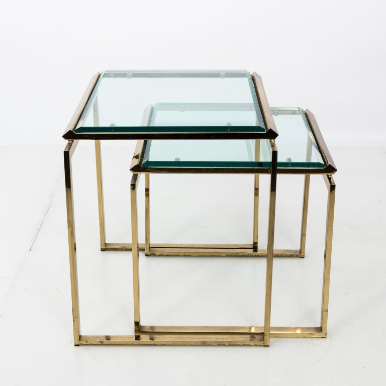 Set of Two Midcentury Brass Nesting Tables at 1stDibs