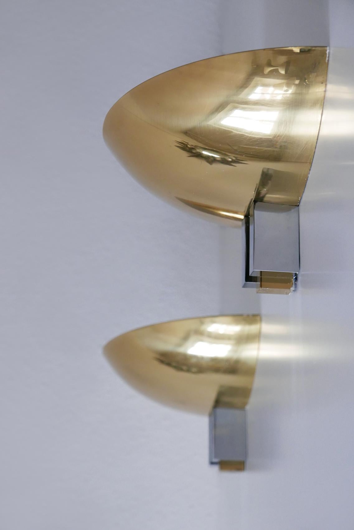 Polished Set of Two Midcentury Brass Wall Lamps or Sconces by Art-Line, 1980s, Germany For Sale