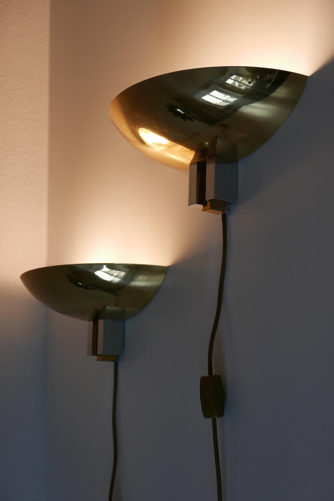 Set of Two Midcentury Brass Wall Lamps or Sconces by Art-Line, 1980s, Germany In Good Condition For Sale In Munich, DE