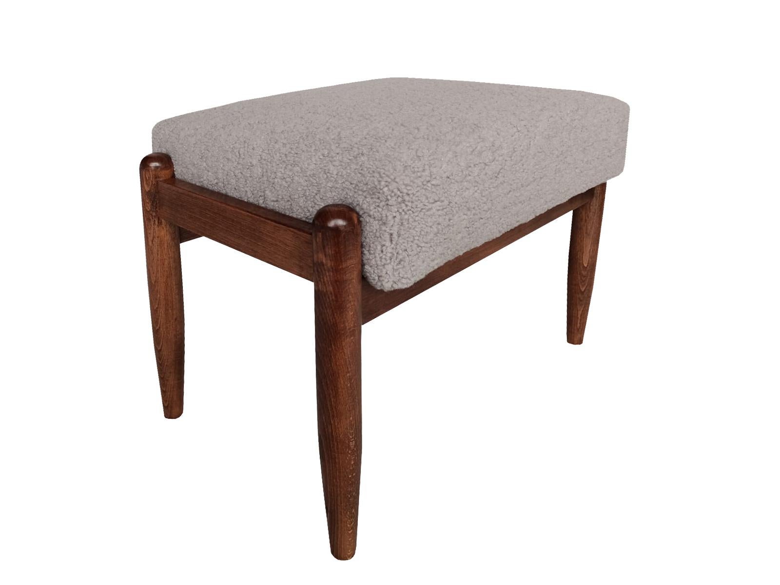 Polish Set of Two Mid Century Camel Boucle Vintage Stools, Edmund Homa, Europe, 1960s For Sale
