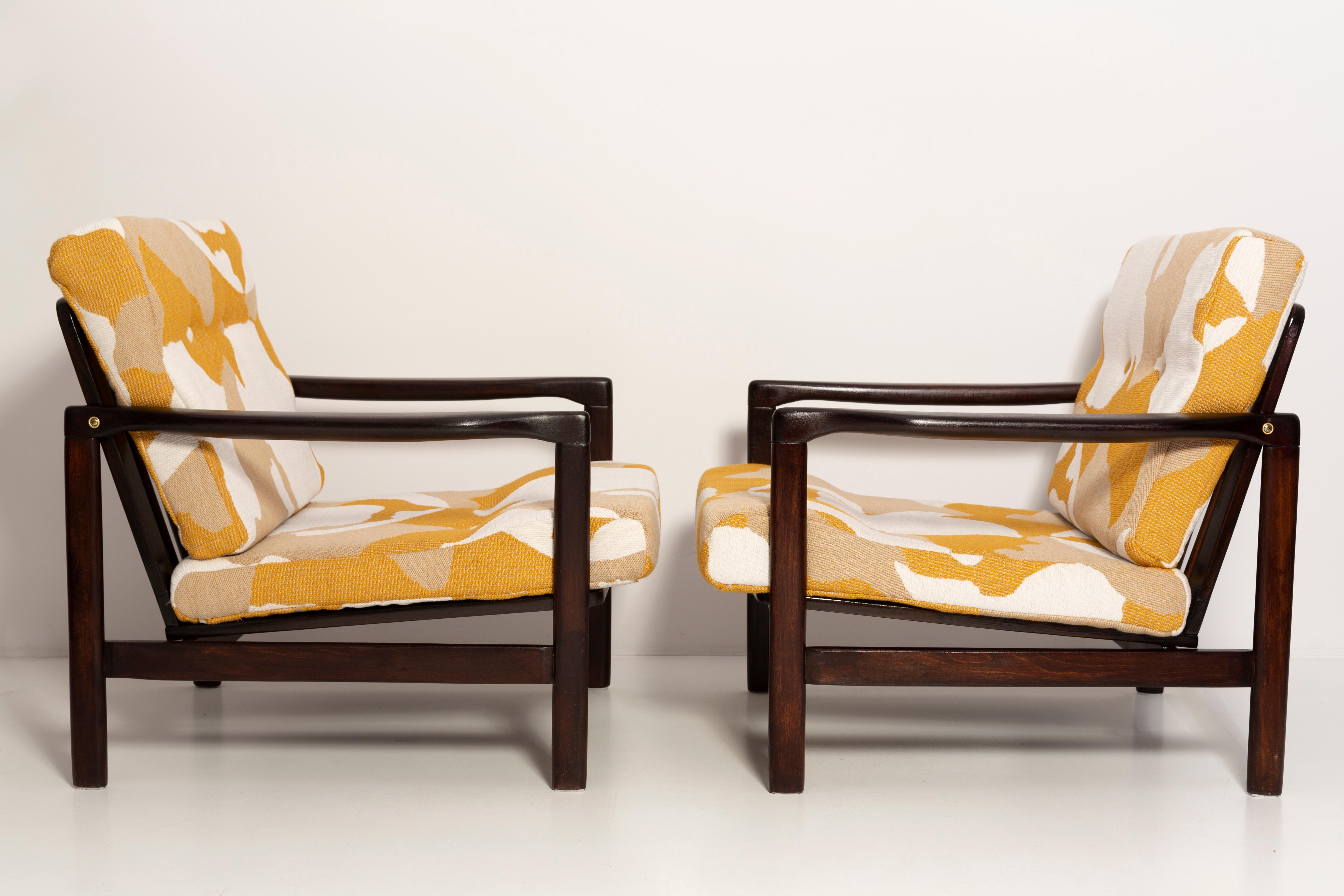 Polish Set of Two Mid Century Camouflage Armchairs, Zenon Baczyk, Poland, 1960s For Sale