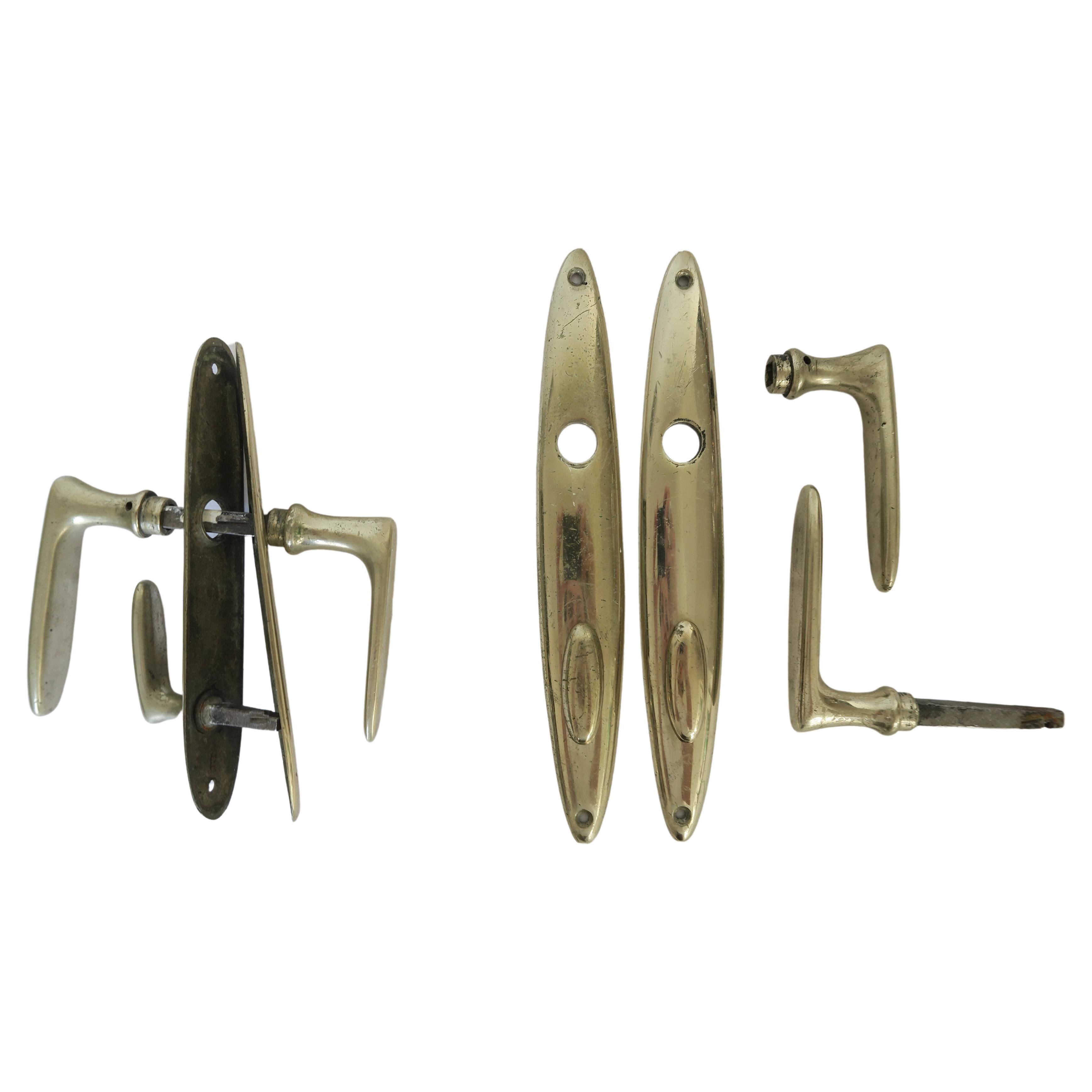 Set of Six Elegant MidCentury Modern Brass Door Handles, 1950s, Germany For Sale at 1stDibs