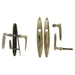 Set of Two Mid-Century Carl Auböck Door Handles Made From Silvery Brass