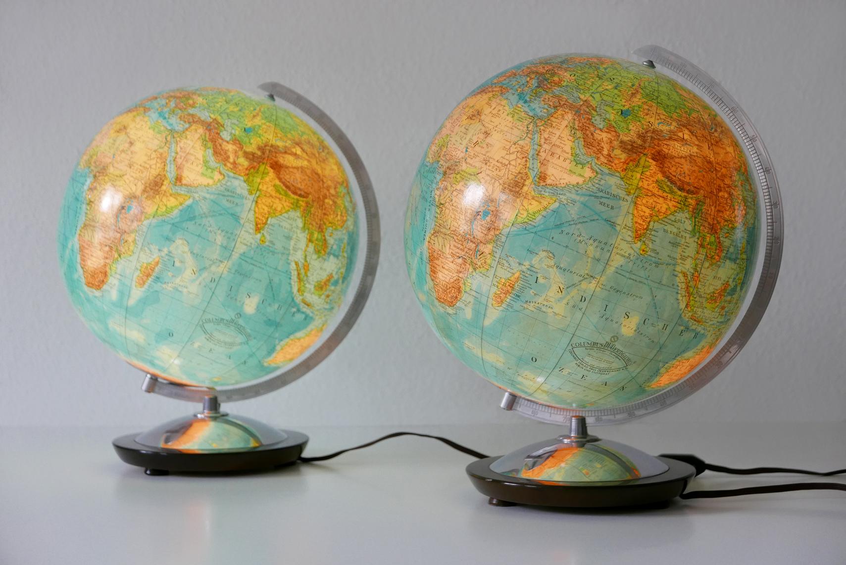 Mid-Century Modern Set of Two Midcentury Columbus Duo Earth Globes or Side Table Lamps, 1960s