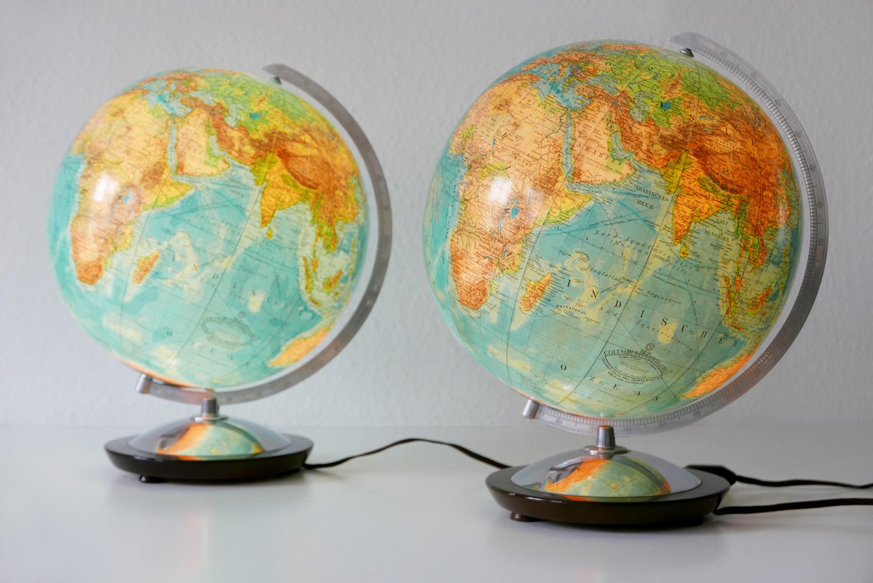 Mid-20th Century Set of Two Midcentury Columbus Duo Earth Globes or Side Table Lamps, 1960s