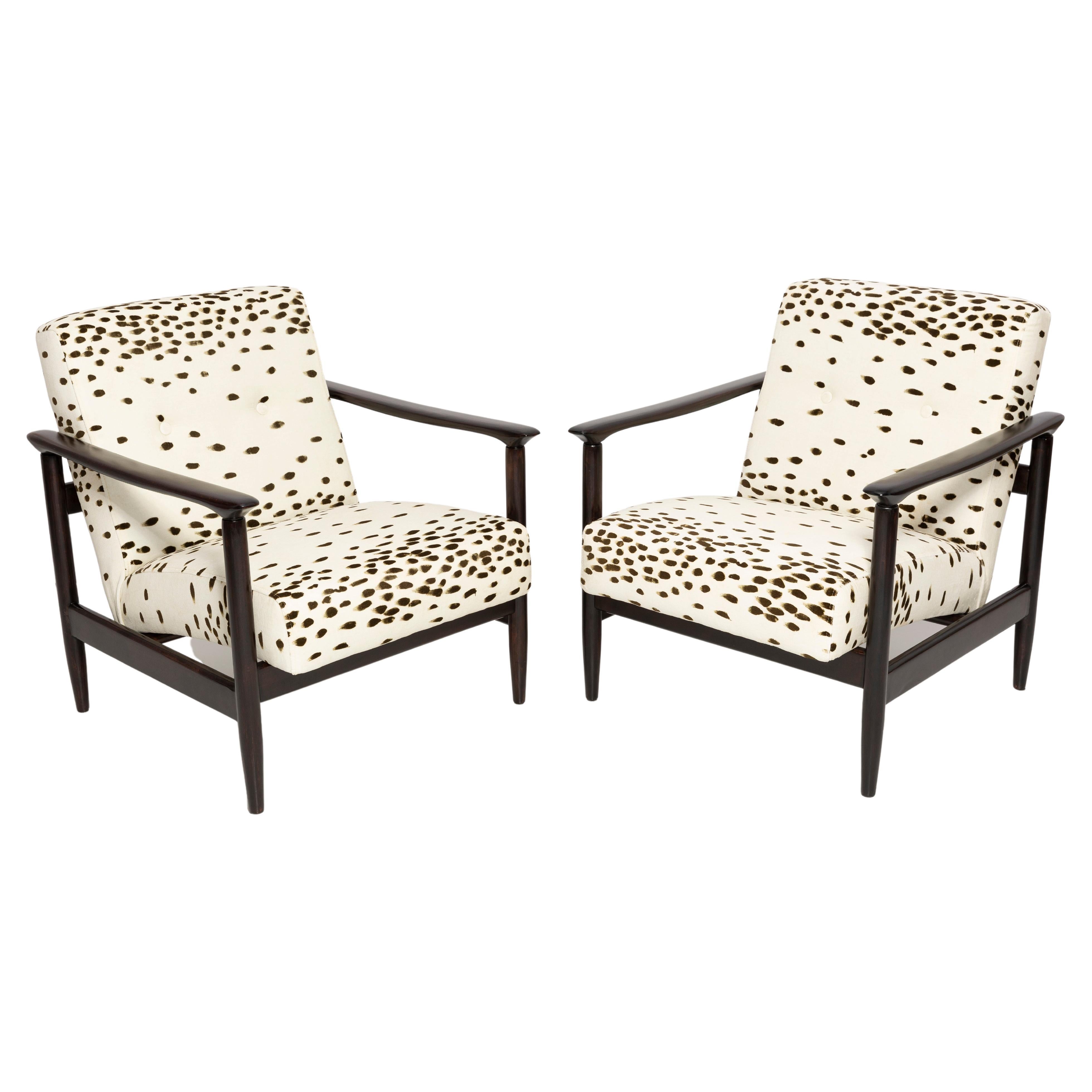 Set of Two Mid Century Dalmatian Velvet Armchairs, by Edmund Homa, Europe, 1960s For Sale
