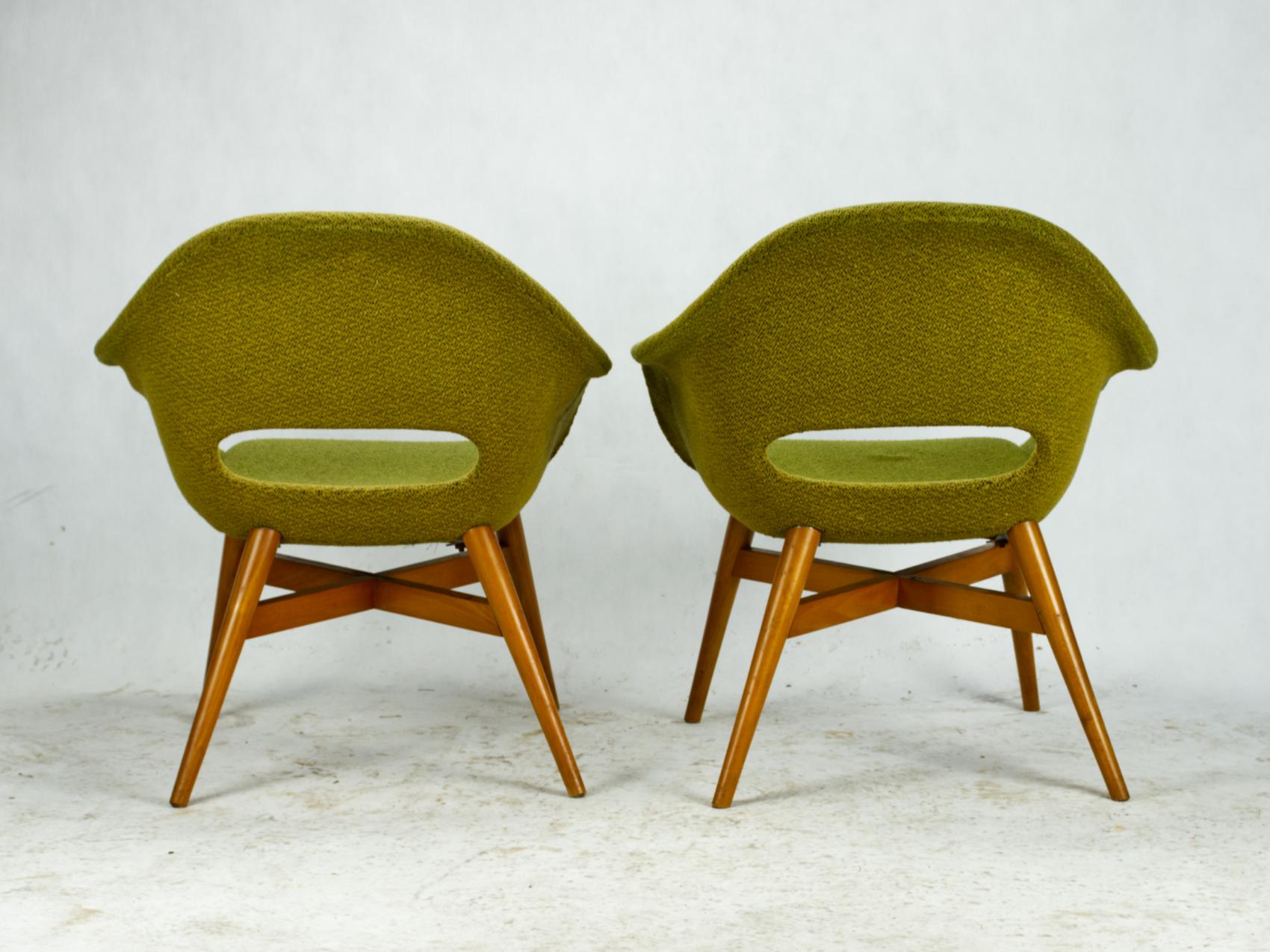 Czech Set of Two Mid Century Easy Chairs by Miroslav Navratil, circa 1960