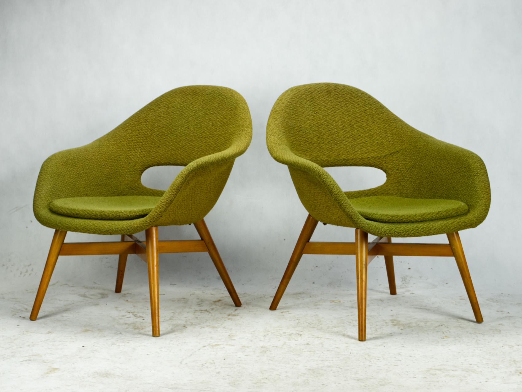 20th Century Set of Two Mid Century Easy Chairs by Miroslav Navratil, circa 1960