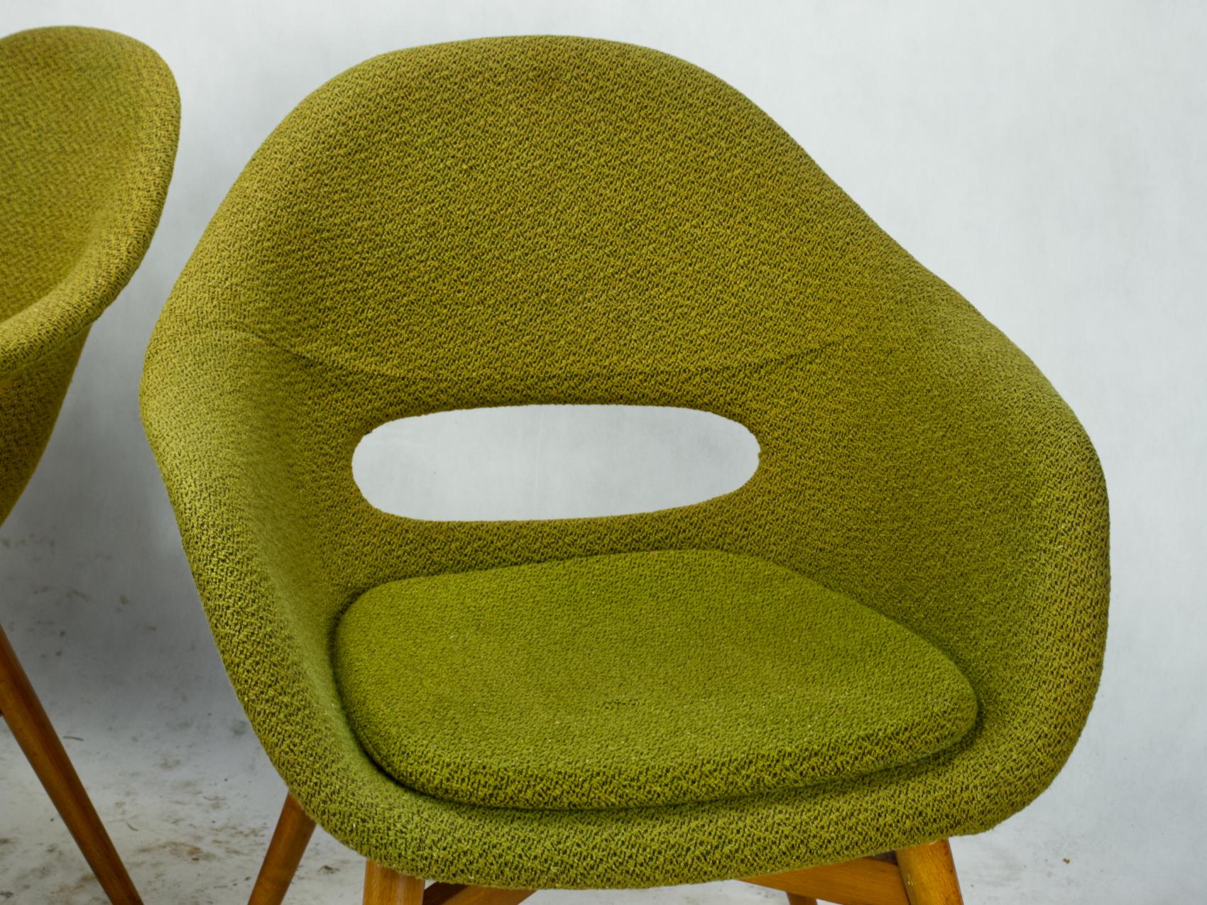 Fabric Set of Two Mid Century Easy Chairs by Miroslav Navratil, circa 1960