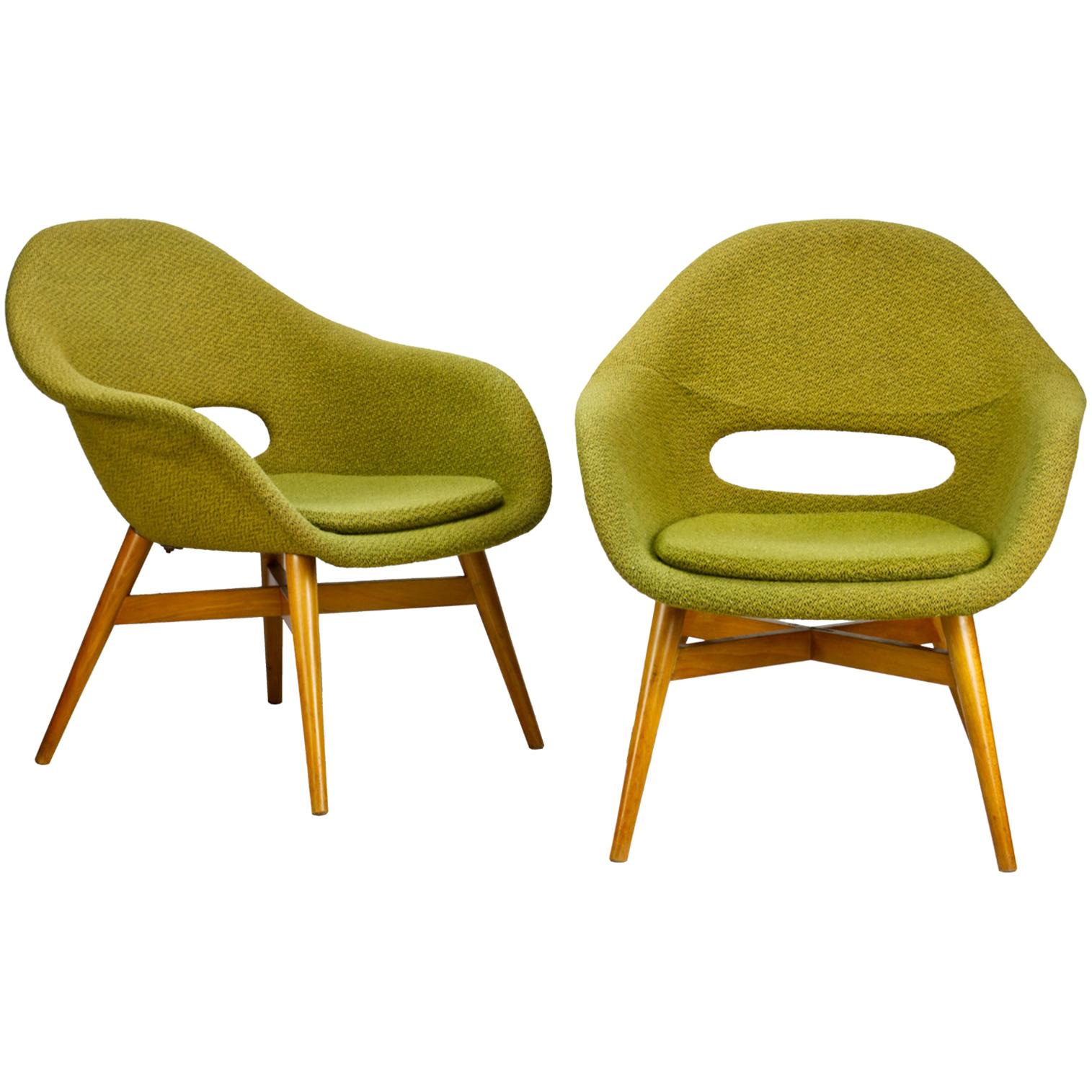 Set of Two Mid Century Easy Chairs by Miroslav Navratil, circa 1960