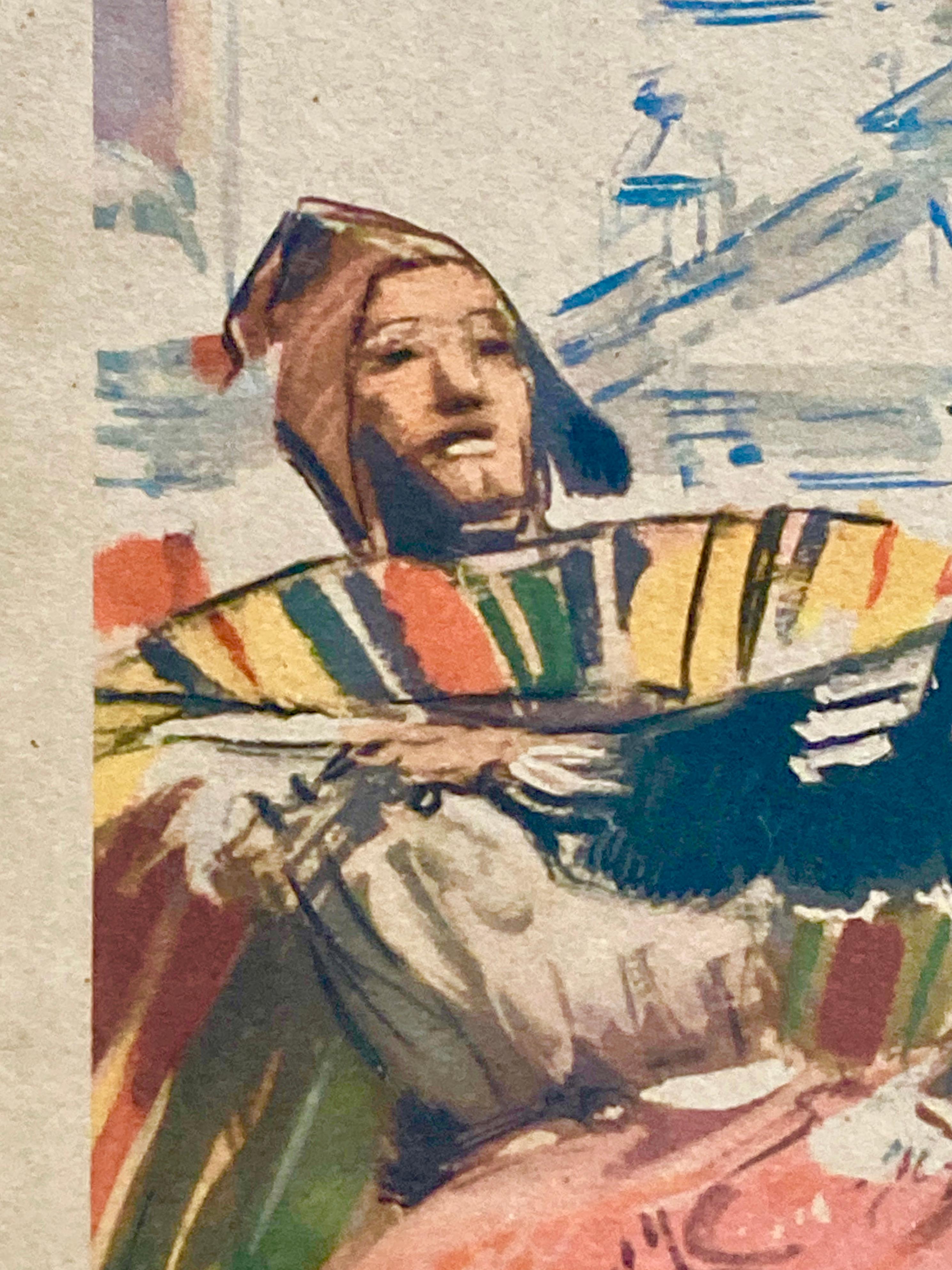 Français Ensemble de deux impressions couleur encadrées du milieu du siècle dernier par Albert Brenet (1903-2005) en vente